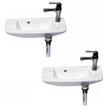White Wall Mount small Bathroom Sink 20" with Chrome Faucet Drain and Overflow