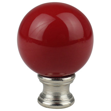 Ceramic Ball Lamp Finial, 2" Tall, Red, Single