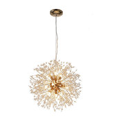 12-Light Gold Plated Crystal Dandelion Chandelier By Morsale - 22"