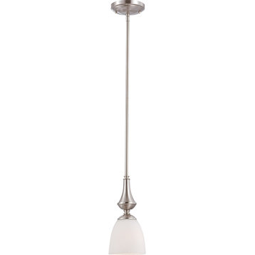 Nuvo Patton 1-Light Mini Pendant W/ Frosted Glass In Brushed Nickel Finish