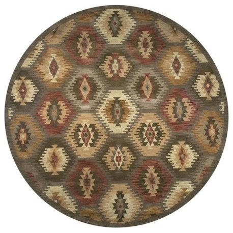 Alora Decor Ryder 8' Round Tribal Multi/Tan/Khaki/Olive Green Area Rug