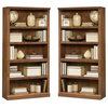 Home Square 2 Piece Wood Bookcase Set with 5 Shelf in Oiled Oak