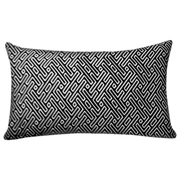 Amazing Lumbar Pillow Cover, Black & White Pillow, Zipper, 14" x 26"