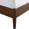 Mid Century Modern Platform Bed, Queen Size With Panel Headboard, Mahogany