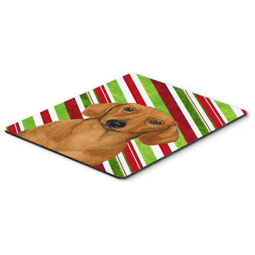 Dachshund Candy Cane Holiday Christmas Mouse Pad/Hot Pad/Trivet