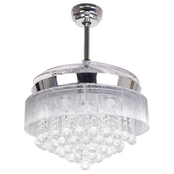 Chrome 46-inch Crystal Chandelier Ceiling Fan with Remote