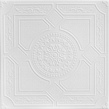Kensington Styrofoam Ceiling Tile 20 in x 20 in - #R24, Pack of 48, Plain White