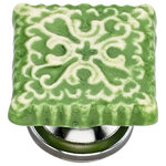 Mascot Hardware - Ceramic Knob, 1-1/2'' Decorative Hardware Green Drawer Cabinet Knobs 10-Pcs - Add a touch of beauty to your homes with our stylish and delightful knobs for dresser drawers vintage and modern styles. This sophisticated bathroom drawer knob's round shape and traditional hand-painted design warm and brighten any room. Made of high-quality ceramic material, and handcrafted and painted to perfection, these dresser knobs' round shape brings a classic elegance to any interior style and home décor you may have. Whether you have a modern or vintage home aesthetic, these knobs are sure to belong. Our durable and versatile pull dresser knobs are quick and easy to install, and also come with all the necessary hardware for installation. Requiring only a hand drill or a ⅛ hole, you get brand-new hand-painted knobs in minutes. What’s even better is that you can set them up yourself!