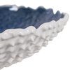 Textured White Bright Blue Centerpiece Bowl, Decorative Coastal Studded