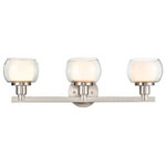 Innovations Lighting - Innovations 330-3W-SN-CLW 3-Light Bath Vanity Light, Satin Nickel - Innovations 330-3W-SN-CLW 3-Light Bath Vanity Light Satin Nickel. Collection: Cairo. Style: Contemporary, Transitional. Metal Finish: Satin Nickel. Metal Finish (Canopy/Backplate): Satin Nickel. Material: Cast Brass, Steel, Glass. Dimension(in): 7. 1(H) x 23. 5(W) x 6. 75(Ext). Bulb: (3)60W G9,Dimmable(Not Included). Maximum Wattage Per Socket: 60. Voltage: 120. Color Temperature (Kelvin): 2200. CRI: 99. Lumens: 450. Glass Shade Description: White Inner and Clear Outer Cairo Glass. Glass or Metal Shade Color: White and Clear. Shade Material: Glass. Glass Type: Frosted. Shade Shape: Bowl. Shade Dimension(in): 5. 4(W) x 3. 5(H). Backplate Dimension(in): 4. 7(Dia) x 1(Depth). ADA Compliant: No. California Proposition 65 Warning Required: Yes. UL and ETL Certification: Damp Location.