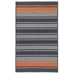 Colonial Mills - Frazada Stripe Indoor Rug Baby/Kids/Teen Wool FZ29 Charcoal /Orange, 8'x10' - Inspired by the design of Bolivian frazada blankets, this wool blend rug combines on trend colors in a fun stripe for a soft yet dynamic look.