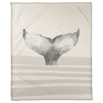 Whale Tail Stripes Gray 50x60 Throw Blanket
