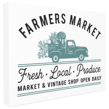 Farmer's Market Icon Vintage Sign, 16"x20", Stretched Canvas Wall Art