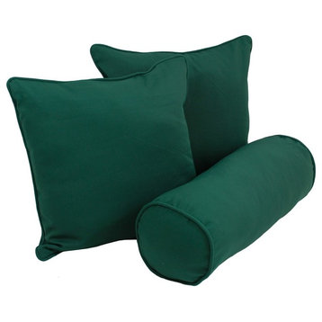 Solid Twill Throw Pillows With Inserts, 3-Piece Set, Forest Green