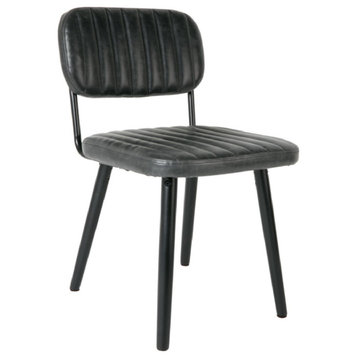 - Black Leather Dining Chair, DF Jake
