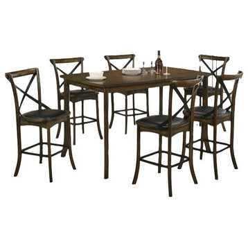 Ciney 7 Piece Industrial Style Counter Height Dining Room Set, Burnished Oak