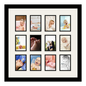 Frames by Mail Five Square Opening Collage Frame for 4 x 6 Photo Mahogany