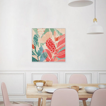 "Tropical Assemblage III" Floater Framed Painting Print on Canvas
