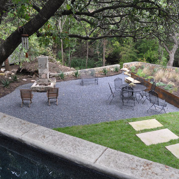 View of the Gravel Patio From the Pool