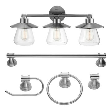 Nate 5-Piece Brushed Steel All-In-One Bathroom Set