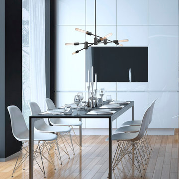 Navah 6-Light Chandelier, Dark Bronze, Vintage Edison Bulbs Included