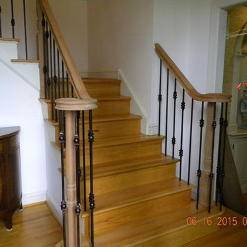 Cherry Handrail Iron Balusters PA