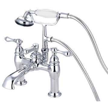 Kingston Brass 7" Deck Mount Tub Faucet With Hand Shower, Polished Chrome