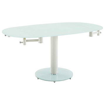 Casabianca Modern Thao Glass Extendable Dining Table in White
