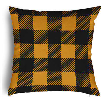 Buffalo Plaid Accent Pillow With Removable Insert, Yellow, 18"x18"