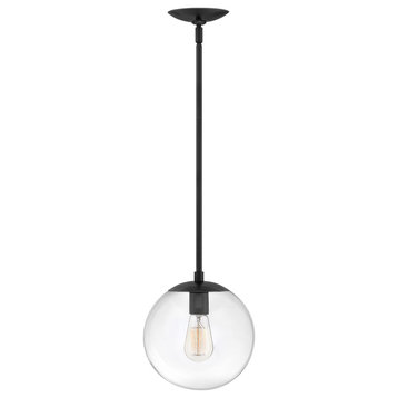 Hinkley Warby 9.5" Small Pendant Light, Black + Clear Glass