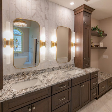 Leawood, Kansas Marble Wrapped Primary Bathroom Remodel