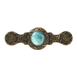 Inviting Home Inc. - Victorian Pull, 24K Gold Plate With Green Aventurine - Cabinet And Drawer Handle Pulls