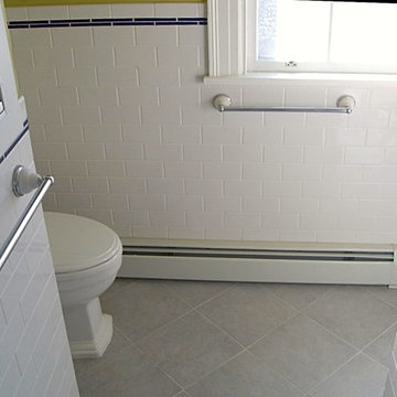 Charming Blue and white tiled bathroom