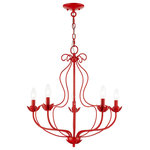 Livex Lighting - Livex Lighting 5 Light Shiny Red Chandelier - The five-light Katarina floral chandelier showcases a graceful look. The shiny red finish completes this timeless and casual design.