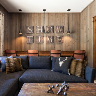 Photo of a rustic home cinema in Sacramento.