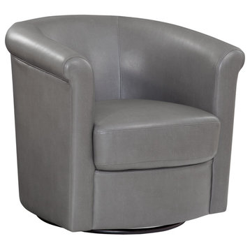 Marvel 360 Swivel Barrel Chair by Grafton Home, Charcoal Grey Faux Leather