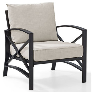 Crosley Furniture Kaplan Metal Patio Arm Chair in Oil Bronze and Oatmeal