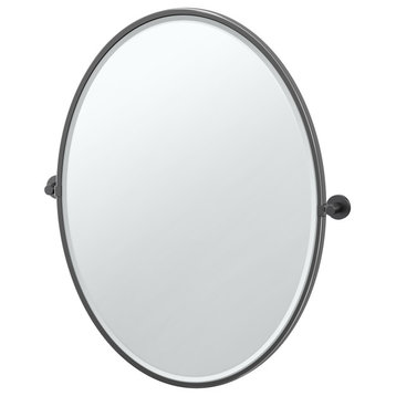 Reveal Framed Oval Mirror, Matte Black, 33"