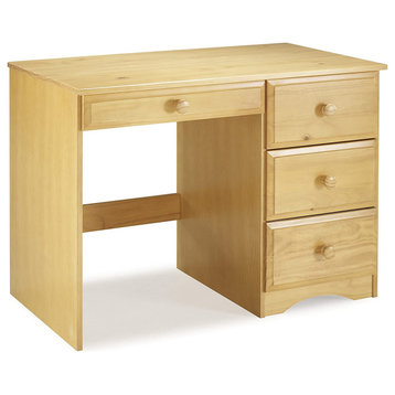 Contemporary Desk, Rectangular Worktop and Large Storage Drawers, Natural