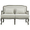 Benzara BM276243 56" Sofa, Nailhead Trim, Box Cushion, Fabric, Cream/Brown