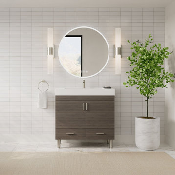 The Latitude Bathroom Vanity, Gray, 36", Single Sink, Freestanding