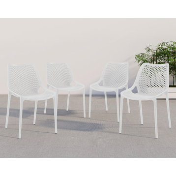 Mykonos Outdoor Patio Dining Chair (Set of 4), White, Armless