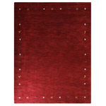 Get My Rugs LLC - Hand Knotted Loom Wool Area Rug Contemporary Red, [Rectangle] 8'x10' - Indulge in the refined allure of this handcrafted masterpiece - a solid textured Red shaded hand-knotted wool rug. Each meticulously woven strand embodies a symphony of elegance and simplicity, promising to harmonize effortlessly with your home setup. Its soothing Red hue evokes a sense of tranquility, while the intricate texture adds depth and character to any space. Elevate your interior aesthetic with this timeless accent piece, where grace meets versatility, and style meets comfort in perfect harmony. Every inch of this masterpiece exudes opulence, boasting a dense weave of premium-quality wool that ensures unrivaled durability. Designed to withstand the rigors of high-traffic areas, its thick and plush texture not only enhances comfort but also promises long-lasting performance. Elevate your living space with this superior product, where beauty meets resilience, making it a perfect choice for those seeking both style and functionality.