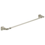Delta Faucet - Delta Sawyer 18" Satin Nickel Wall Mount Single Towel Bar - The Sawyer Bath Collection puts a twist on architectural style, with a robust base and squared facets. The twist feature adds a beautfiul detail to the collection. This collection is ideal for baths with blended decor styles. The 18-in. towel bar securely holds all types of towels for bathing convenience. Finish your look today with coordinating pieces from the Sawyer collection (sold separately).