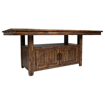 Wooden Counter Height Table, Distressed Dark Oak