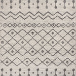 JONATHAN Y - Aksil Moroccan Beni Souk Area Rug, Cream/Gray, 5 X 8 - Inspired by vintage Moroccan tribal rugs, our modern version is power-loomed with a short pile. Berber diamond and circle symbols are woven in gray on a field of ivory; the mingled threads recall traditional handwoven rugs. Add some Bohemian style to your home with this easy-care rug.