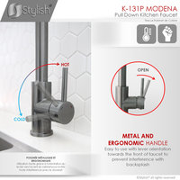 STYLISH Modern Single Handle Pull down Sprayer Kitchen Faucet in Gunmetal