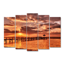 Ready2HangArt - Ready2hangart Bruce Bain 'Sunrise Pier' Canvas Wall Art - Prints And Posters