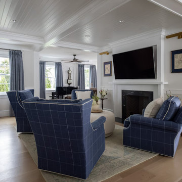 Upscale Maritime in Mystic Living Room and Den