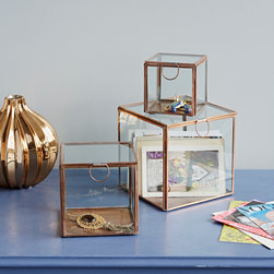 set of three copper framed glass boxes - Decorative Boxes